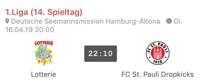 Pauli - Tischfußball Dropkicks mit 22:10 und schieben uns damit in der Tabelle auf Rang 4!